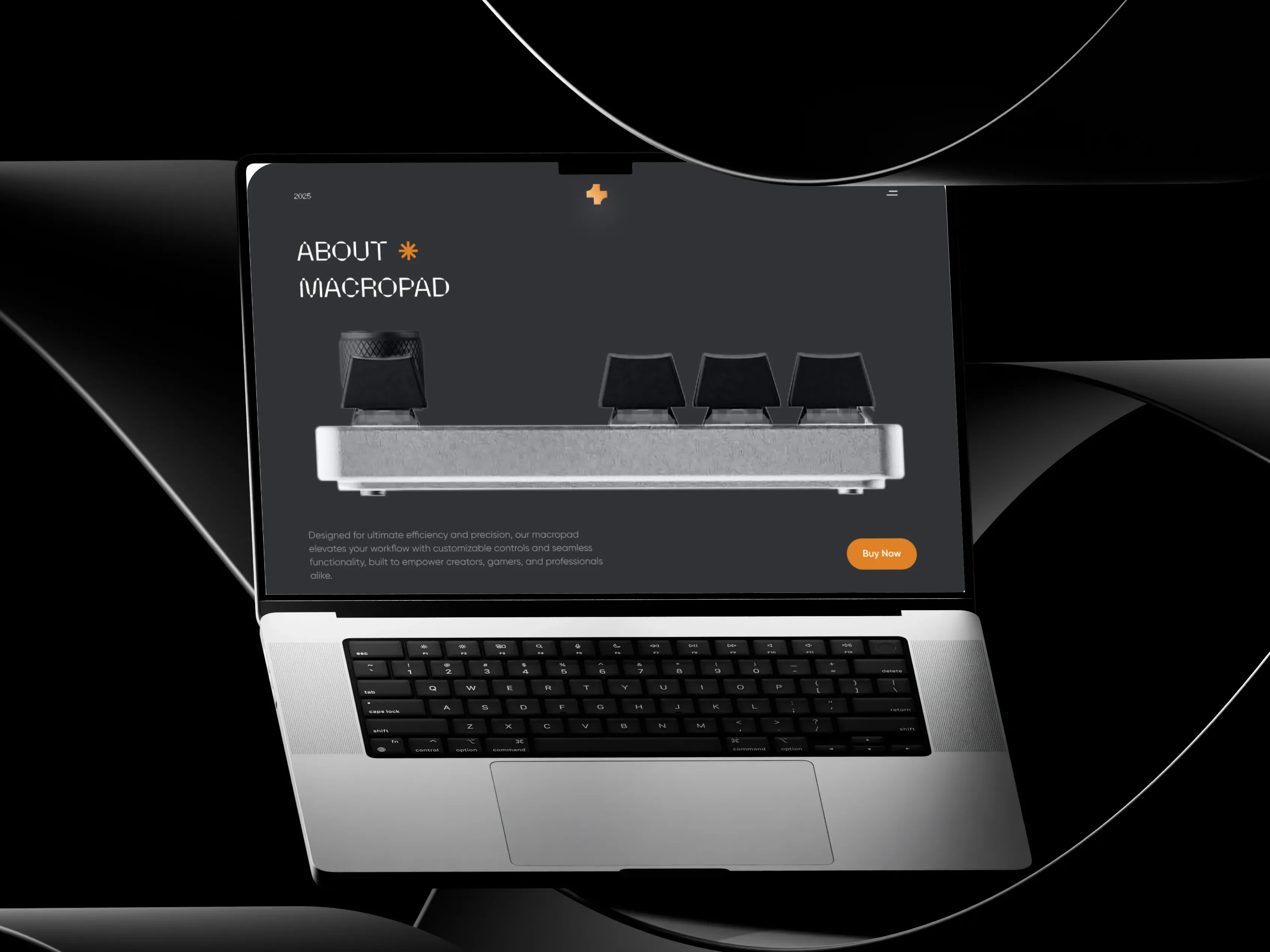 About Macropad section with a side-profile product view and Buy Now button