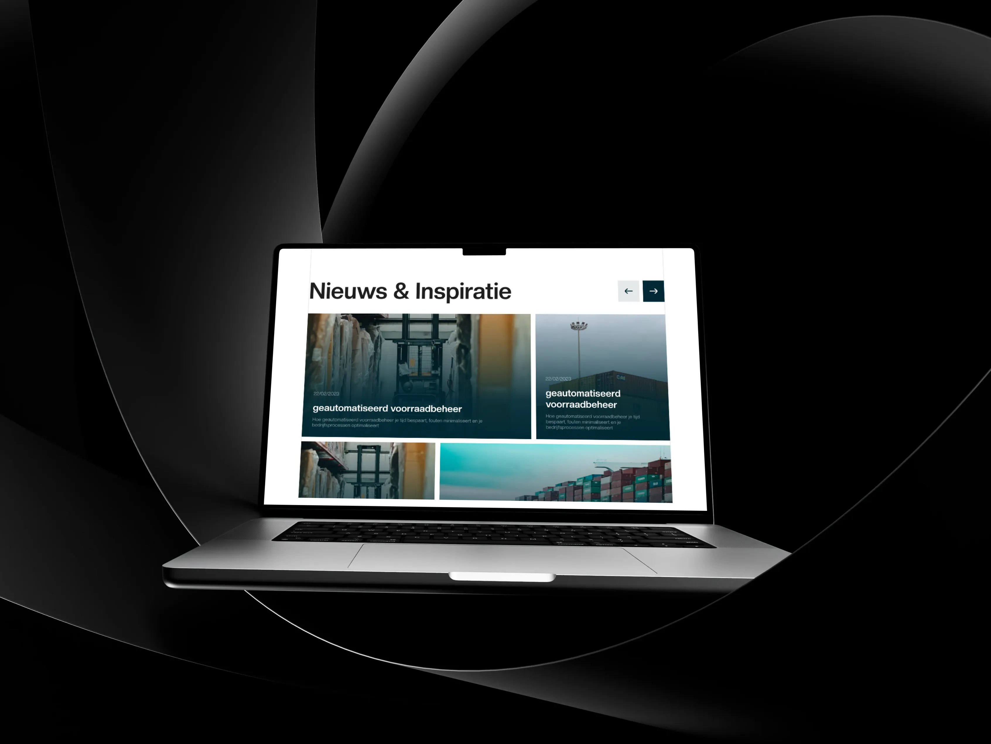 LOF Logistiek news and inspiration grid with warehouse and shipping imagery
